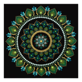 Pôster Green Mandala | Handpainted | Sacred Geometry