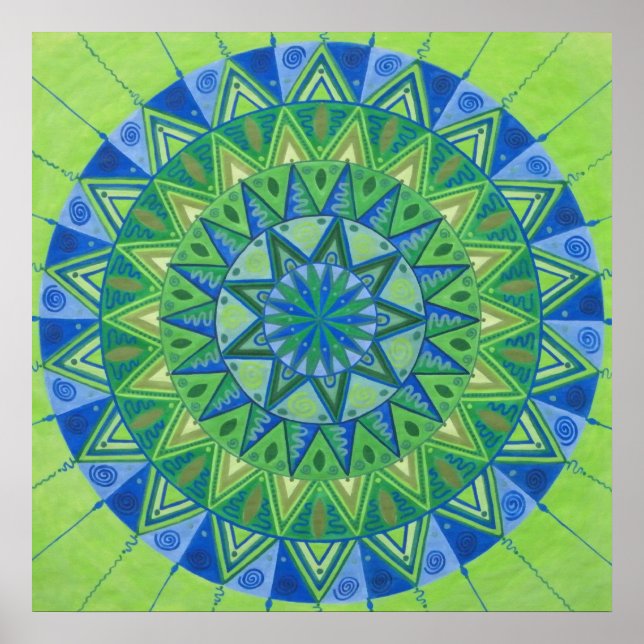 Pôster Green moon Mandala (Frente)