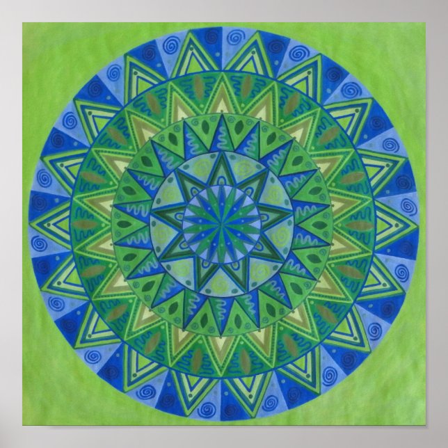Pôster Green Moon Mandala (Frente)