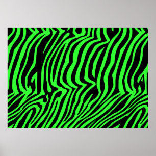 Poster Green neon color zebra pattern