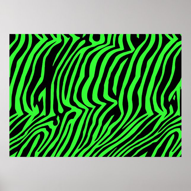 Poster Green neon color zebra pattern (Frente)