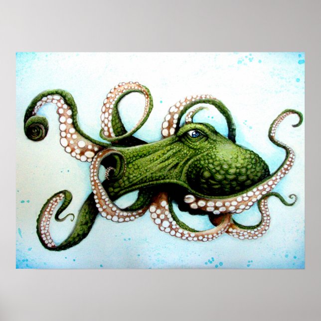 Pôster Green Octopus (Frente)