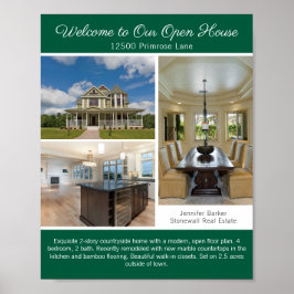 Poster Green Open House Welcome Real Estate Photo