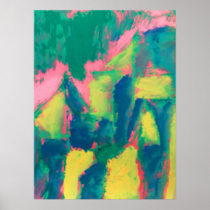 Poster Green & Pink Abstract Painting Abstract Art Abstra