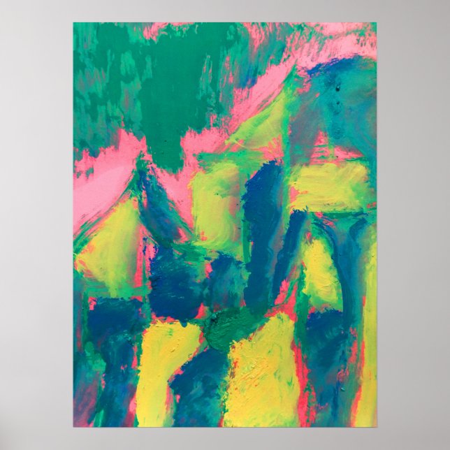 Poster Green & Pink Abstract Painting Abstract Art Abstra (Frente)