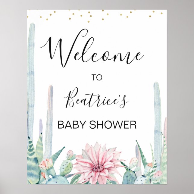 Poster Green Pink Taco Bout A Baby Baby Shower Welcome (Frente)
