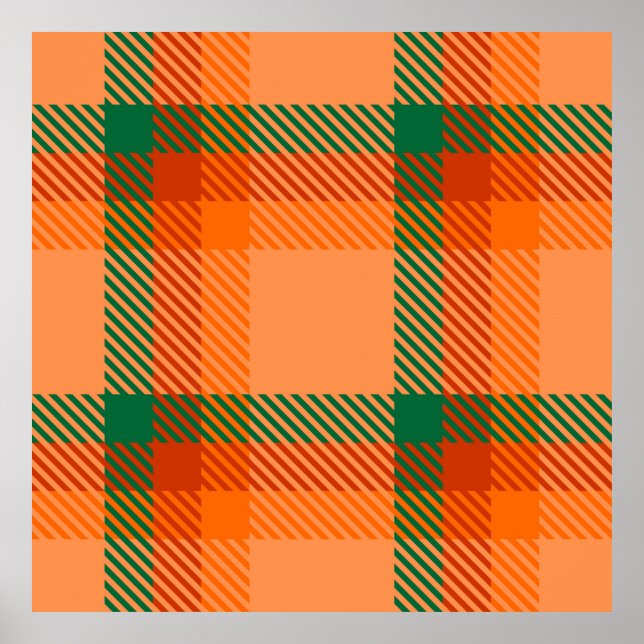 Poster Green, Red, Orange and Beige Tartan Plaid Scottish (Frente)