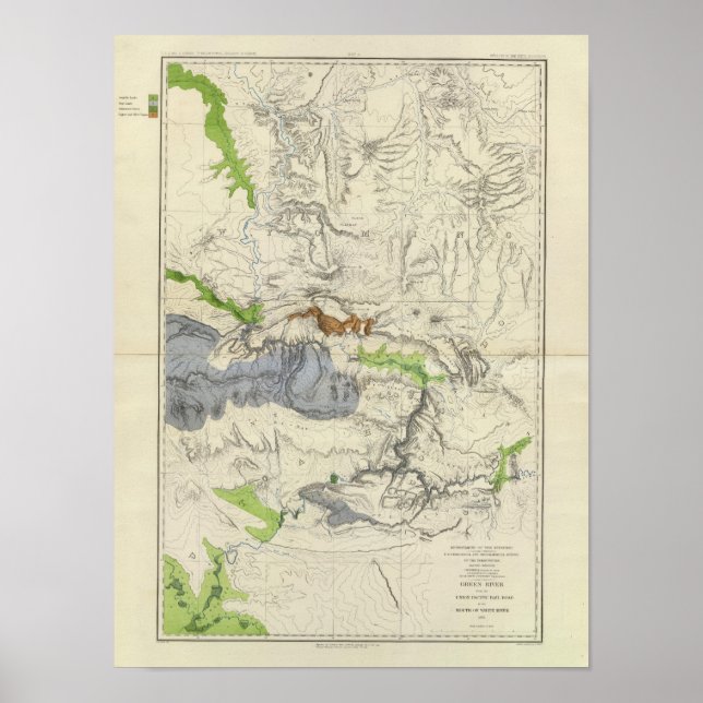 Pôster Green River from the Union Pacific Rail Road Map (Frente)