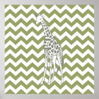 Green Safari Chevron com Pop Art Giraffe