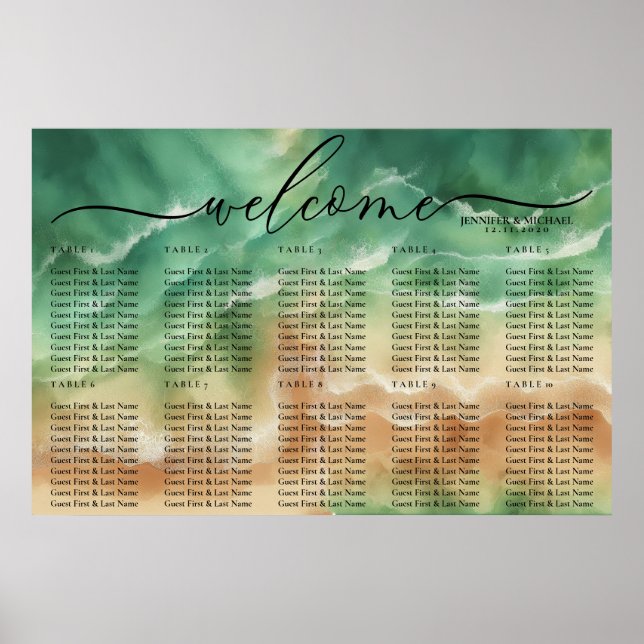Poster Green Sand Ocean Beach Celebration Welcome Seating (Frente)