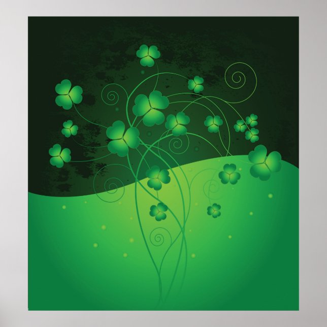 Poster Green Shamrock Clover St Patrick’s Day Luck (Frente)
