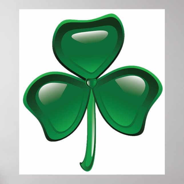 Poster Green Shamrock Three-Leaf Clover (Frente)