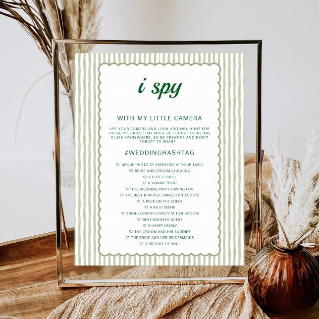 Poster Green Stripe I Spy Wedding Game Wedding Photo Hunt (Criador carregado)