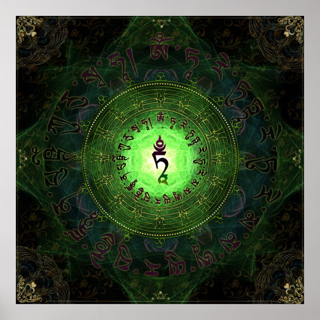Poster Green Tara Mantra- Protection from dangers and suf (Frente)