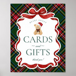 Poster Green Tartan Plaid Christmas Bear Cards & Gifts