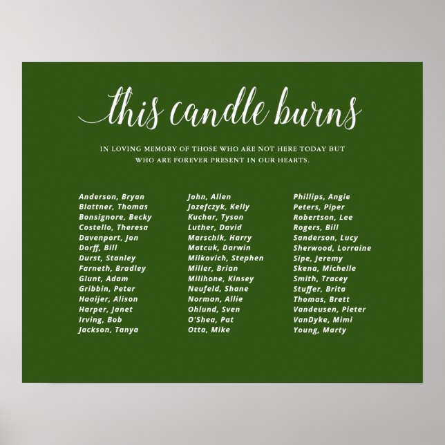Poster Green This Candle Burns Class Reunion Memorial (Frente)