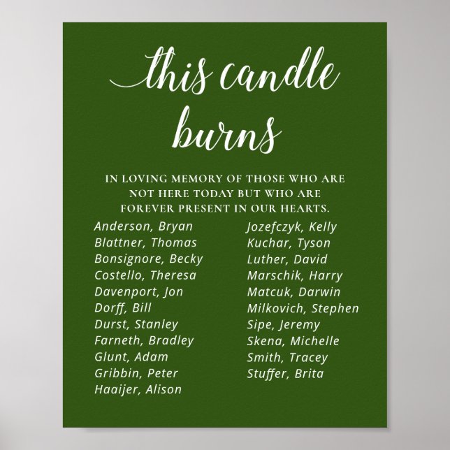 Poster Green This Candle Burns Class Reunion Memorial (Frente)