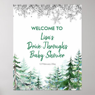Poster Green Winter Forest Drive por Chá de fraldas