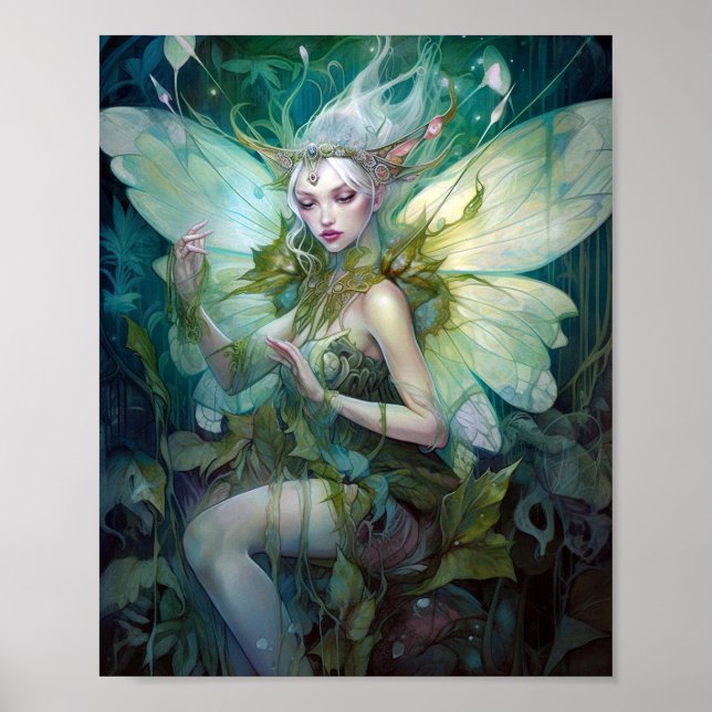 Poster Green Woodland Fairy Fantasy Art (Frente)