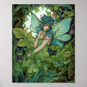 Poster Green Woodland Fairy Fantasy Art