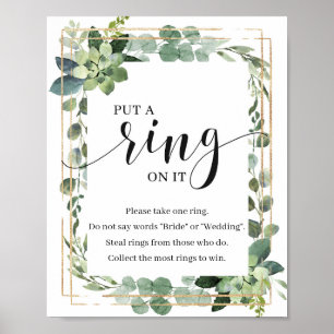 Poster Greenerent Boho Succulent Coloca um anel no sinal 