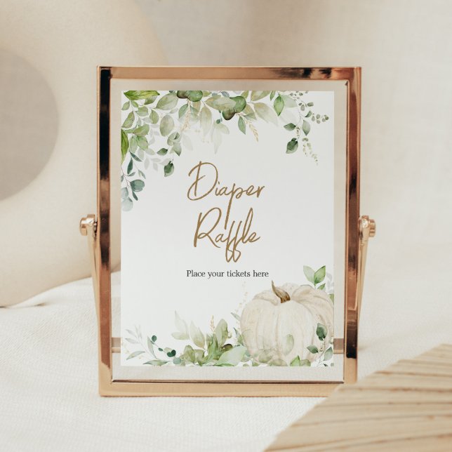 Poster Greenerescer Um Pequeno Pumpkin Fralda Raffle (Autumn Pumpkin Baby Shower Diaper Raffle Sign)