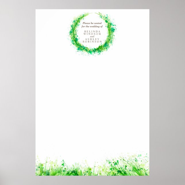 Poster Greenerescer Wedding Seating plan vazio DIY modelo (Frente)