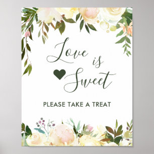 Poster Greeneric Rustic Floral Love é doce Bar de deserto