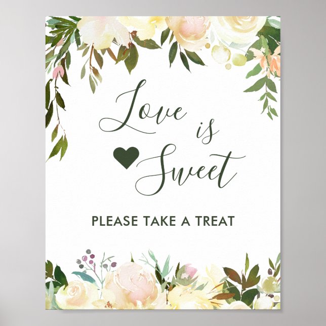 Poster Greeneric Rustic Floral Love é doce Bar de deserto (Frente)