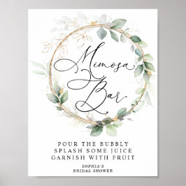 Poster Greenery and Gold Bridal Shower Mimosa Bar