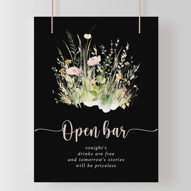 Poster Greenery Boho Wildflower Black - Bar Aberto (Criador carregado)