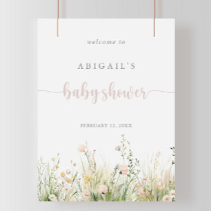 Poster Greenery Boho Wildflower Chá de fraldas Bem-vindo