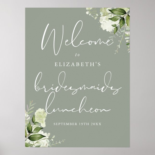 Poster Greenery Bridesmaids Luncheon - Sinal de Boas-vind (Frente)
