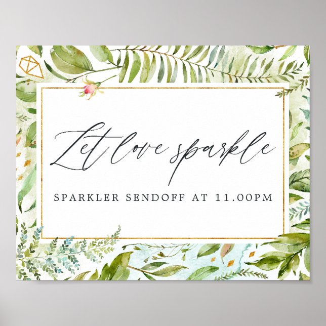 Poster Greenery Crystal Weding Let Love Sparkle (Frente)