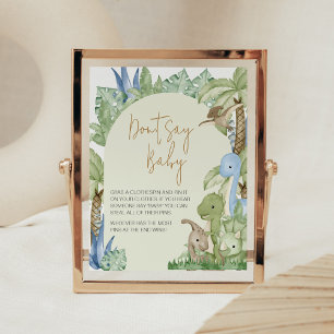 Poster Greenery Dinossaur Chá de fraldas Não diga amor
