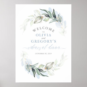 Poster Greenery Dusty Blue - Sinal de boas-vindas Janto