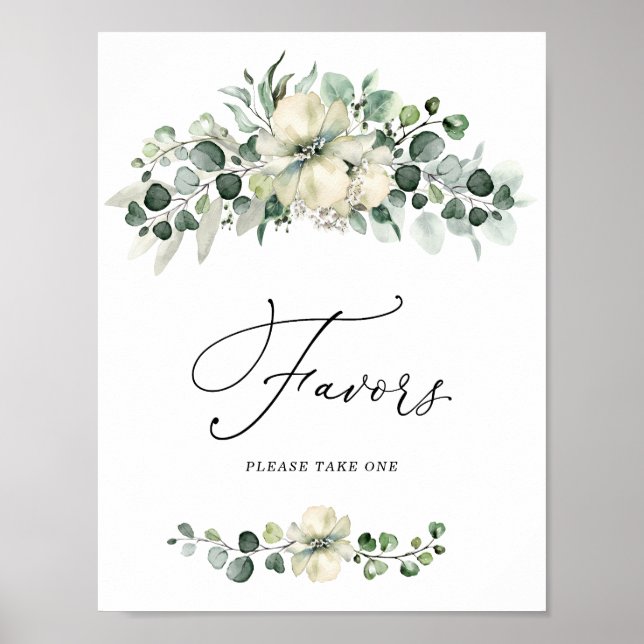 Poster Greenery Eucalyptus Bridal Shower Favors Sign (Frente)