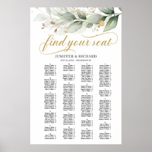 Poster Greenery Eucalyptus leaves gold boho seating chart