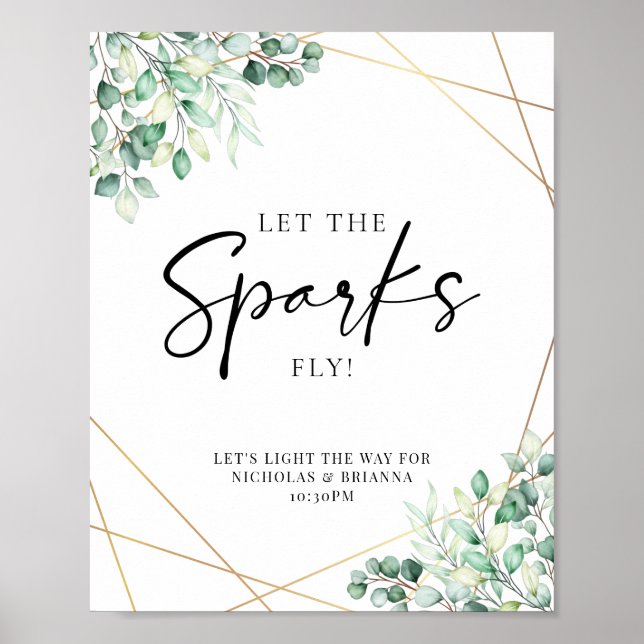 Poster Greenery Eucalyptus Wedding Sparkler Enviar (Frente)
