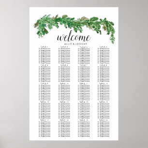 Poster Greenery Garland Seating Chart Wedding Sign Edit