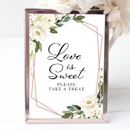 Poster Greenery Geometric White Floral Love Is Sweet Sign