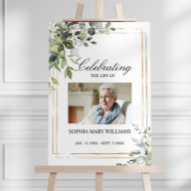 Greenery Leaves e Foto do Funeral Memorial