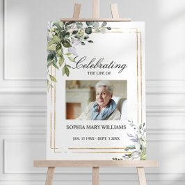 Poster Greenery Leaves e Foto do Funeral Memorial