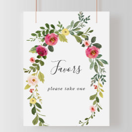 Poster Greenery Pink Blush Floral Favors Sign