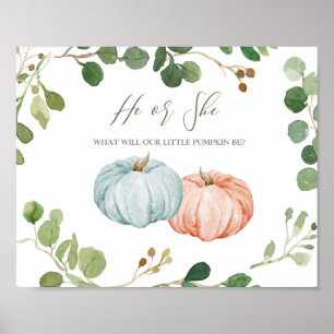 Poster Greenery Pumpkin Gênero Revelação de Boas-vinda