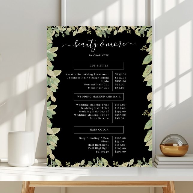 Poster Greenery Salon Price List (Criador carregado)