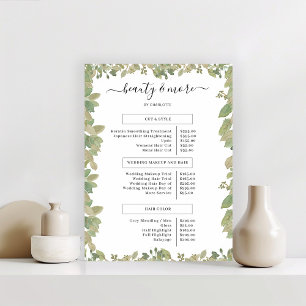 Poster Greenery Salon Price List