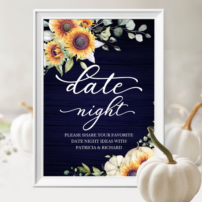 Poster Greenery Sunflower Fall Date Jar Sinal de Noite (Criador carregado)