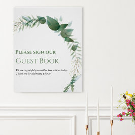 Pôster Greenery Wedding Guest Book Poster