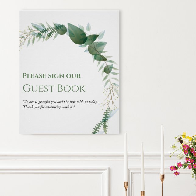 Pôster Greenery Wedding Guest Book Poster (Criador carregado)